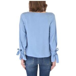 minimum NWT Long Sleeve Curpo Blouse with Ties on Sleeve Sky Blue Medium